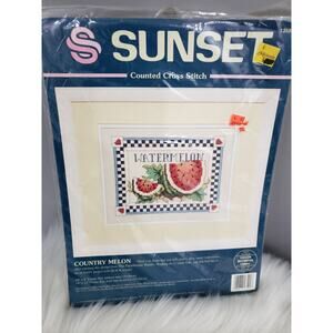 1994 Vintage‎ Country Melon Watermelon Cross Stitch Kit Fruit Kitchen Cottage